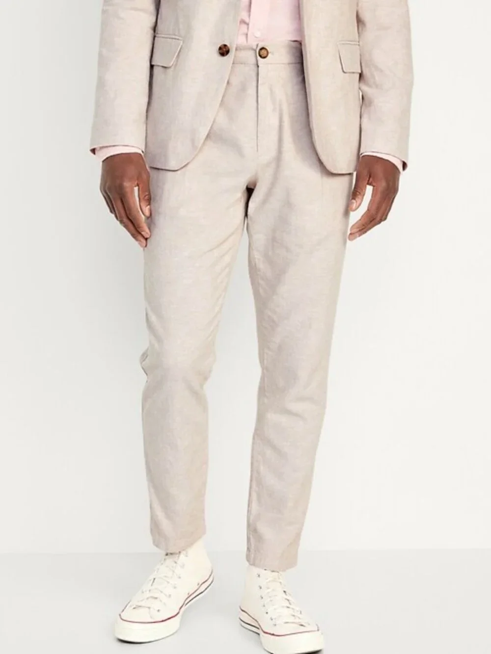 OLD NAVY Men's Loose Taper Linen-Blend Ankle Pants Size L In A Stone's Throw